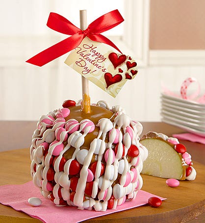 Valentine's Day Caramel Apple with Candies